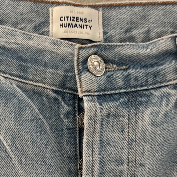 Citizens of Humanity Dahlia Bow Leg Baby Roll Jeans 30 Light Denim Blue Crop - Picture 12 of 14